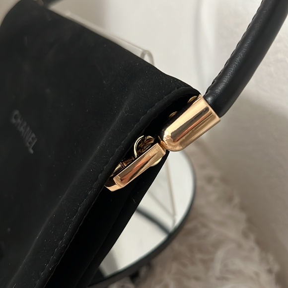 CHANEL Black and Burgundy Caviar Wallet Duo